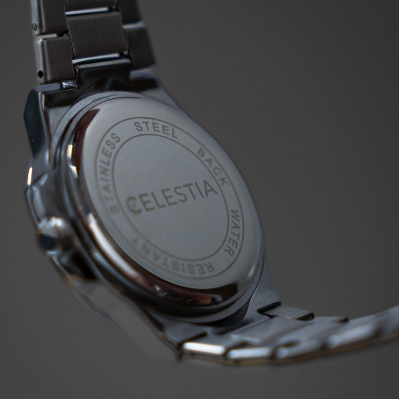 Celestia Chronon mechanische Herrenuhr aus Edelstahl von hinten