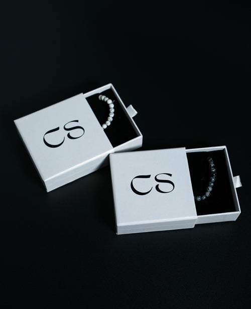 Celestia Pearl Perlenarmband für Herren in schwarz und weiß
